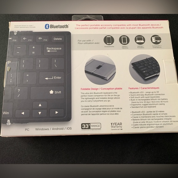 Aluratek Portable Aluminum Tri-Fold Bluetooth keyboard. - Picture 3 of 6